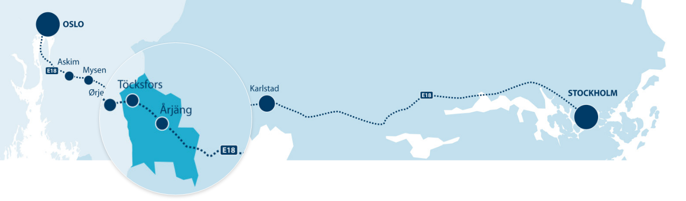 Nordmarkens Näringsliv - Industriwebben. Kartbild över Årjäng.